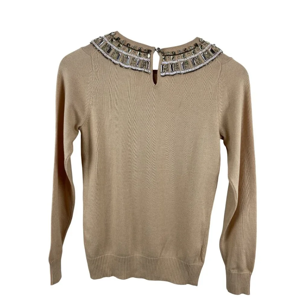 Boden Women's 4 Cashmere Blend Jeweled Neckline NWT Knit Bedazzled Glam Sweater - Picture 7 of 14